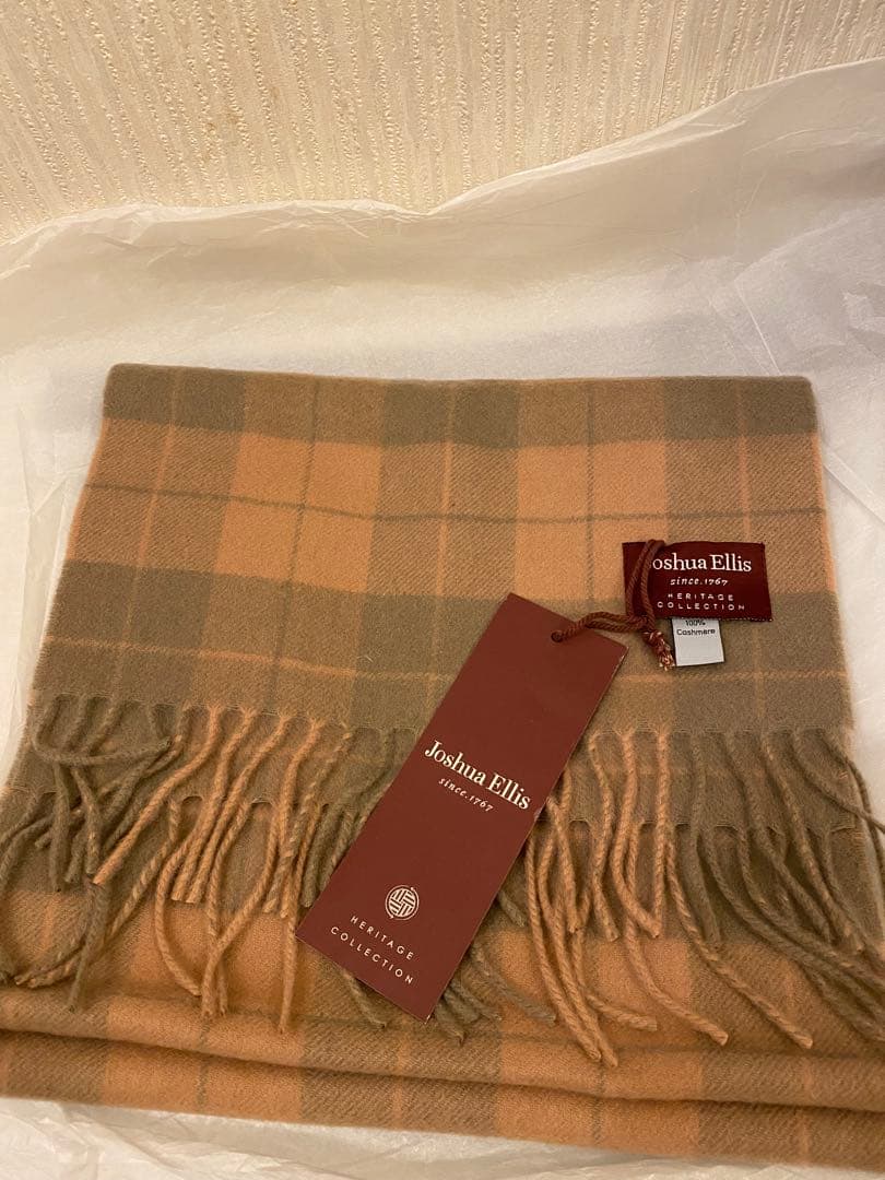 ジョシュアエリス JOSHUA ELLIS カシミヤ マフラー　ピンク　チェック