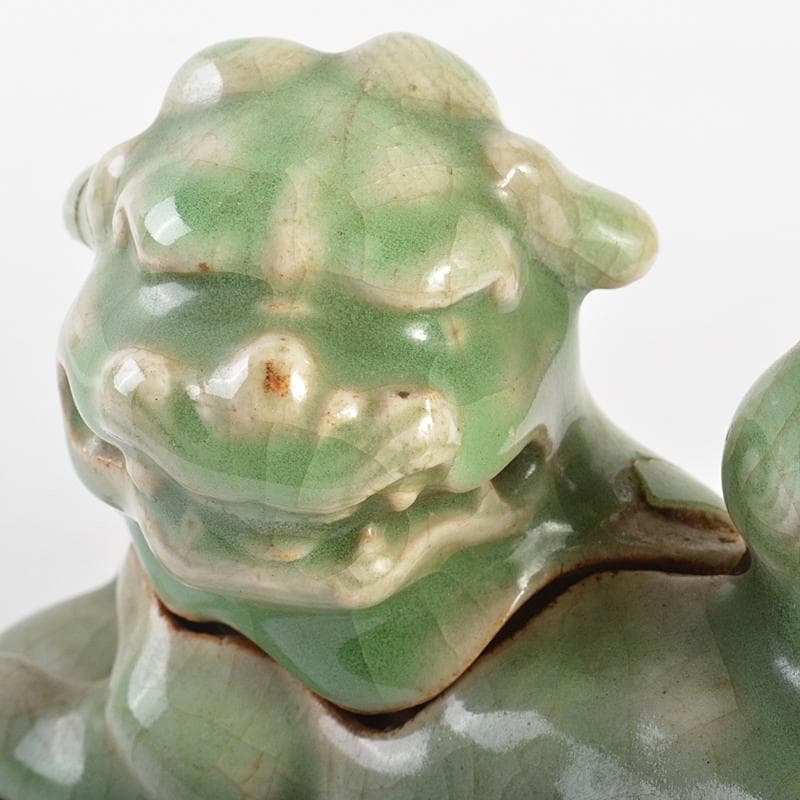 茶道具　香道具　青磁　玉取獅子　香炉　時代箱付　M　R7351