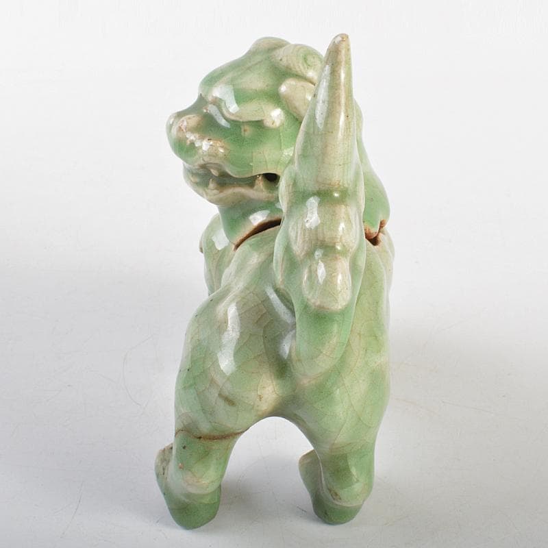 茶道具　香道具　青磁　玉取獅子　香炉　時代箱付　M　R7351