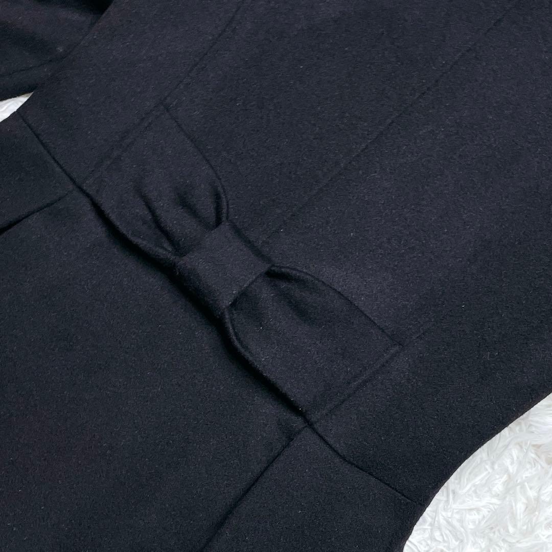 新品タグ付き✨ ルイルエブティック バックリボン ウールコート フレア S 黒