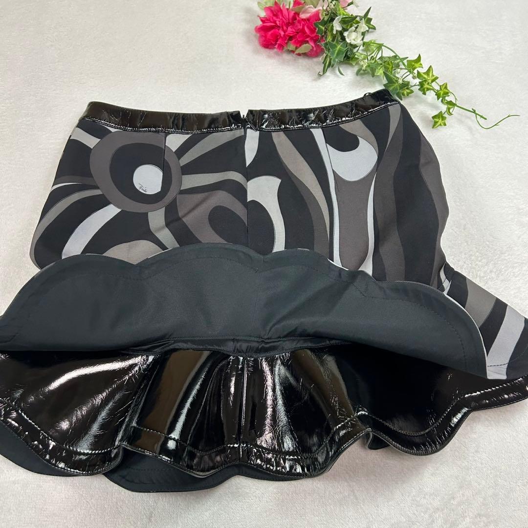 K713 美品 L エミリオプッチ イタリア製 フリル ミニスカート レディース