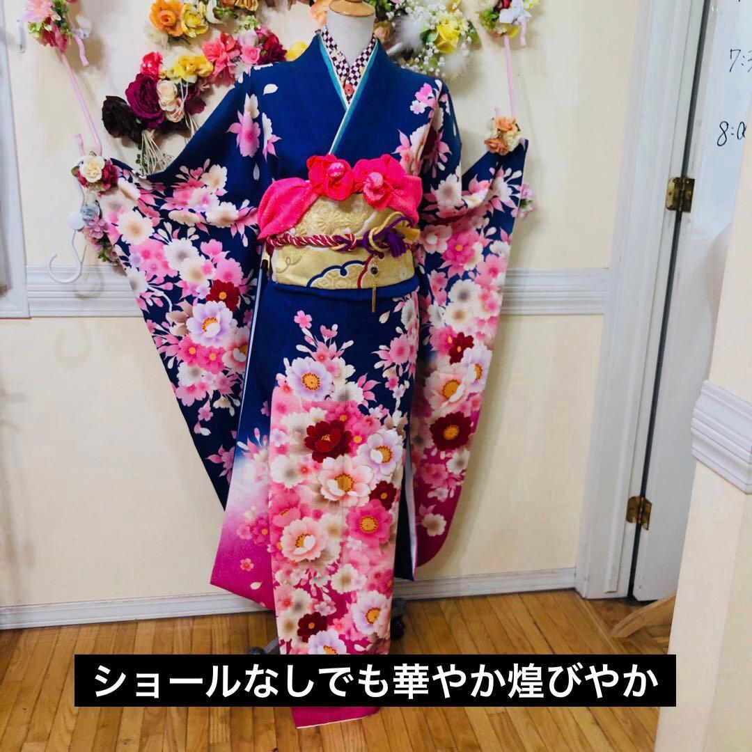 豪華振袖完全フルセット‼️正絹人気Blue花々金糸刺繍金彩煌びやか際立つ‼️銘品