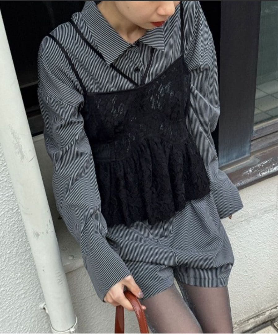 アメリ　STRIPE SHIRT ROMPERS Mサイズ