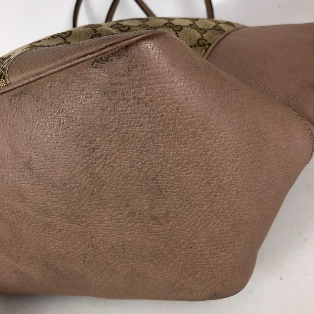 GUCCI グッチ GGキャンバス×レザー トートバッグ ベージュ×ピンク系