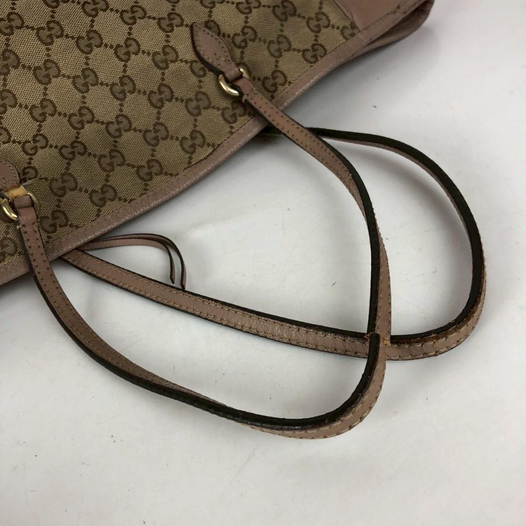 GUCCI グッチ GGキャンバス×レザー トートバッグ ベージュ×ピンク系