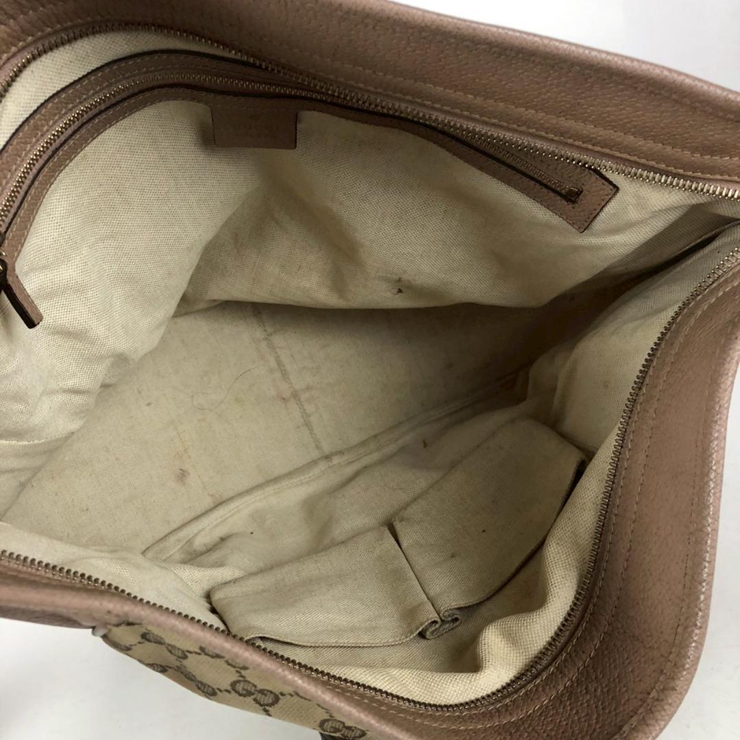 GUCCI グッチ GGキャンバス×レザー トートバッグ ベージュ×ピンク系