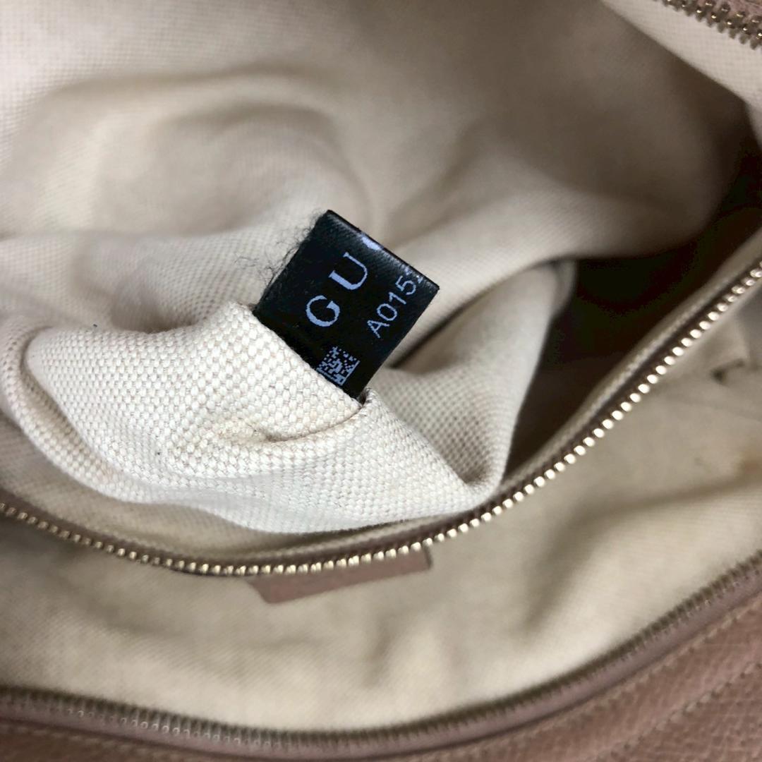 GUCCI グッチ GGキャンバス×レザー トートバッグ ベージュ×ピンク系