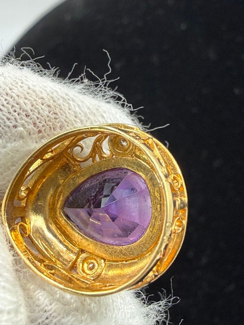 美品　K18 アメジスト ダイヤ ペンダントトップ