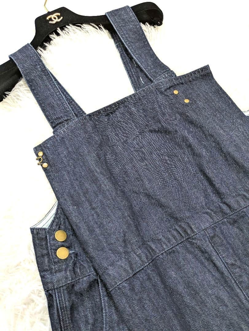 ネストローブ デニムフロントホックサロペット　インディゴ