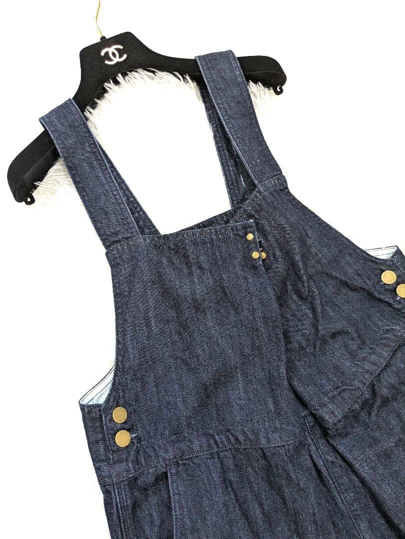 ネストローブ デニムフロントホックサロペット　インディゴ