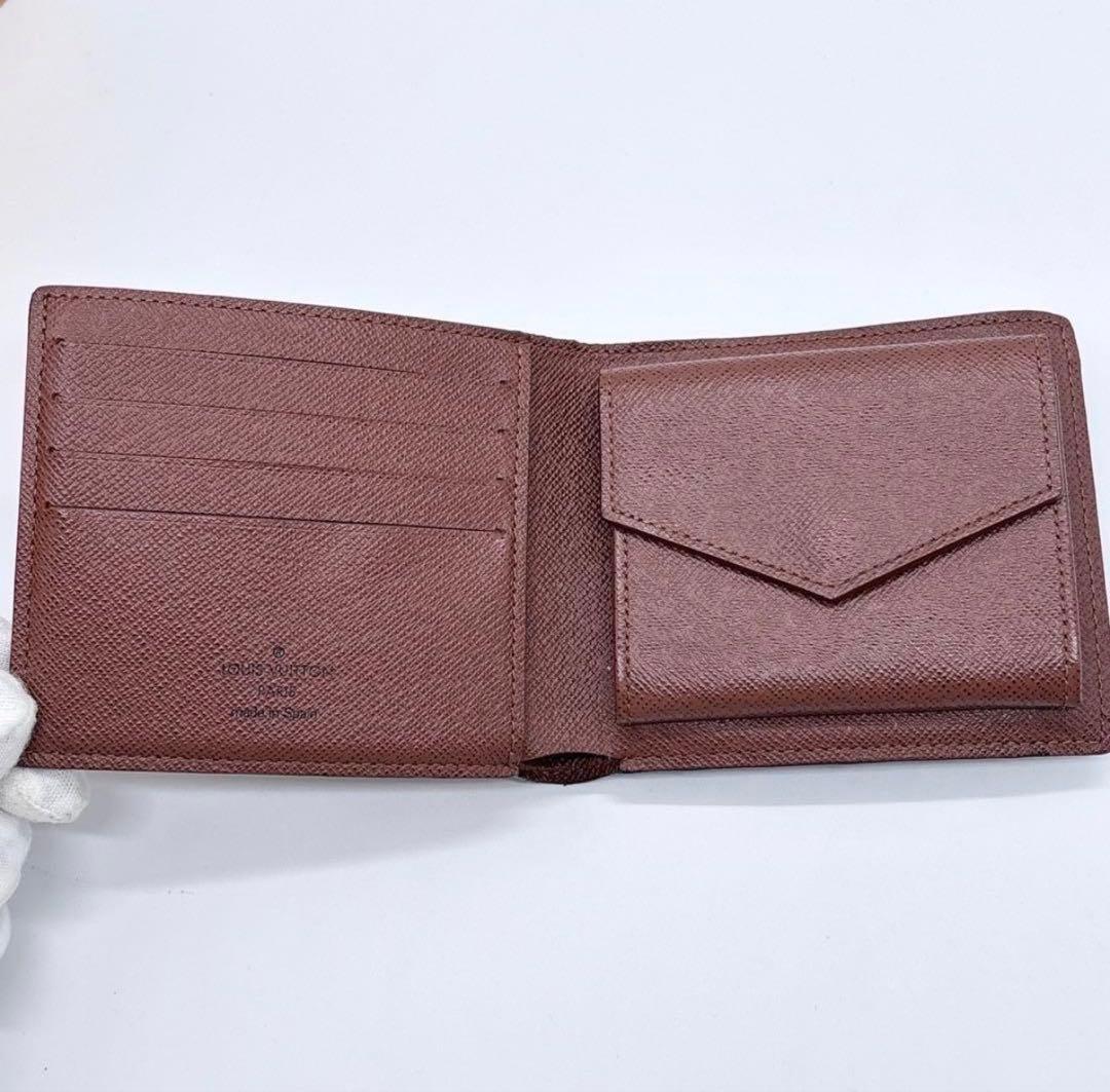 美品 ルイヴィトン ポルトフォイユマルコ モノグラム ブラウン 2つ折り財布
