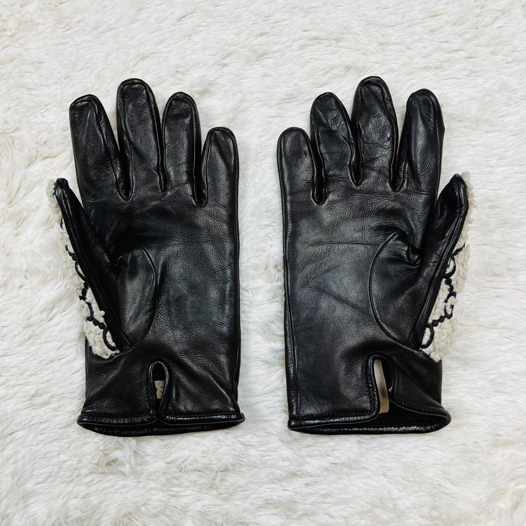 ⭐️希少⭐️グッチ　カーリー　ムートン手袋　ラムレザー　GGエンボス モノグラム