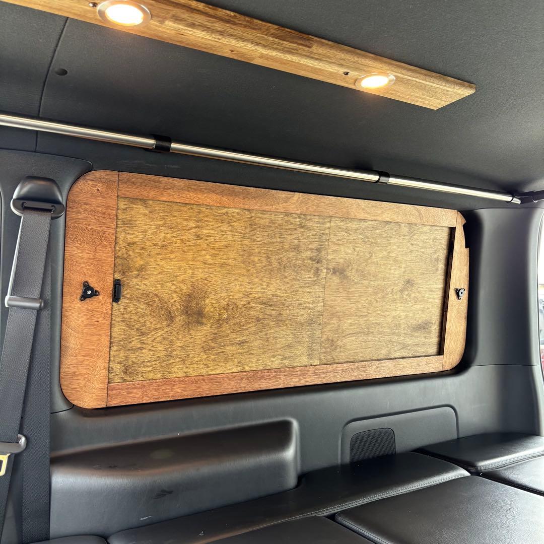 ハイエース 窓埋めパネル 開閉式 左右セット 断熱シート加工 エボニー