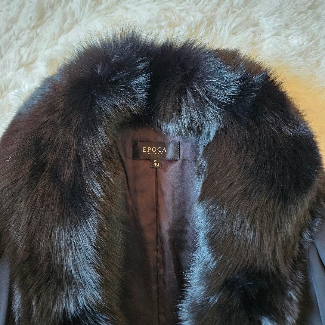 【EPOCA】美品 エポカ フォックスファー 女優襟 日本製 サイズ40 黒
