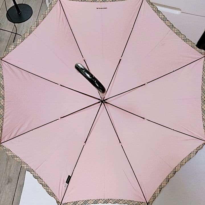 希少　バーバリー　長傘　晴雨兼用　日傘　ロゴ　ノバチェック　ピンク