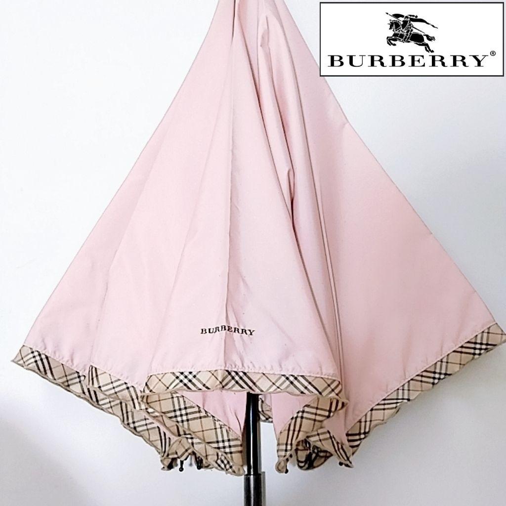 希少　バーバリー　長傘　晴雨兼用　日傘　ロゴ　ノバチェック　ピンク