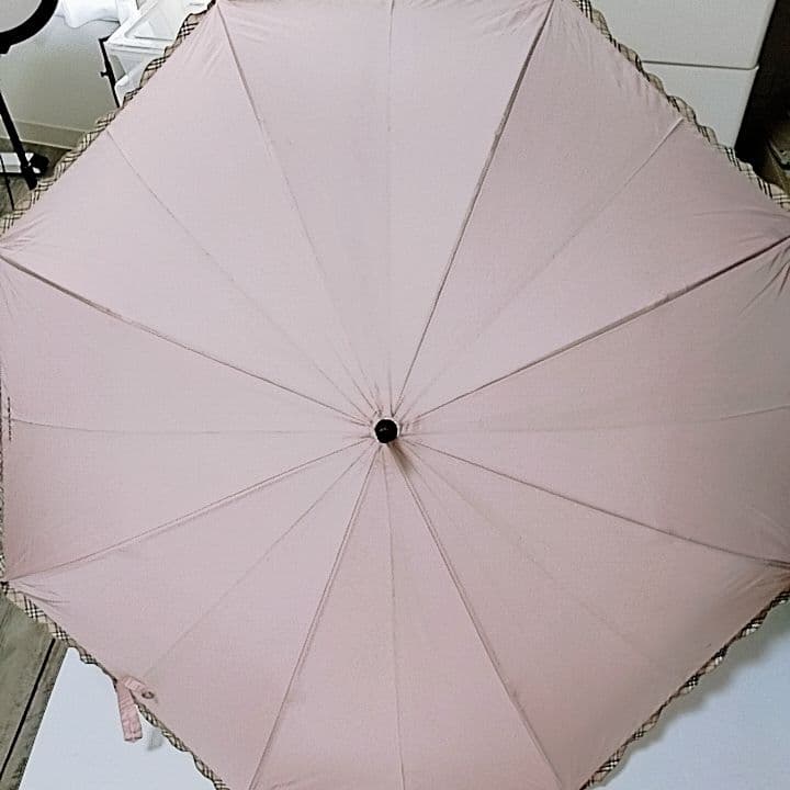 希少　バーバリー　長傘　晴雨兼用　日傘　ロゴ　ノバチェック　ピンク