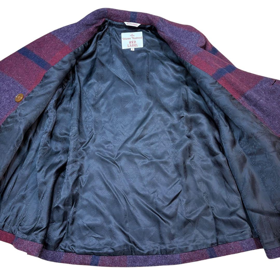 極美品 ヴィヴィアンウエストウッドレッドレーベル チェックウールコート ポンチョ