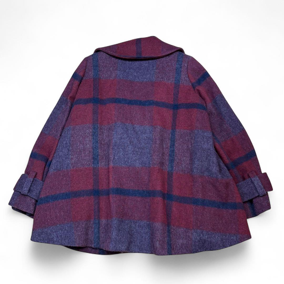 極美品 ヴィヴィアンウエストウッドレッドレーベル チェックウールコート ポンチョ