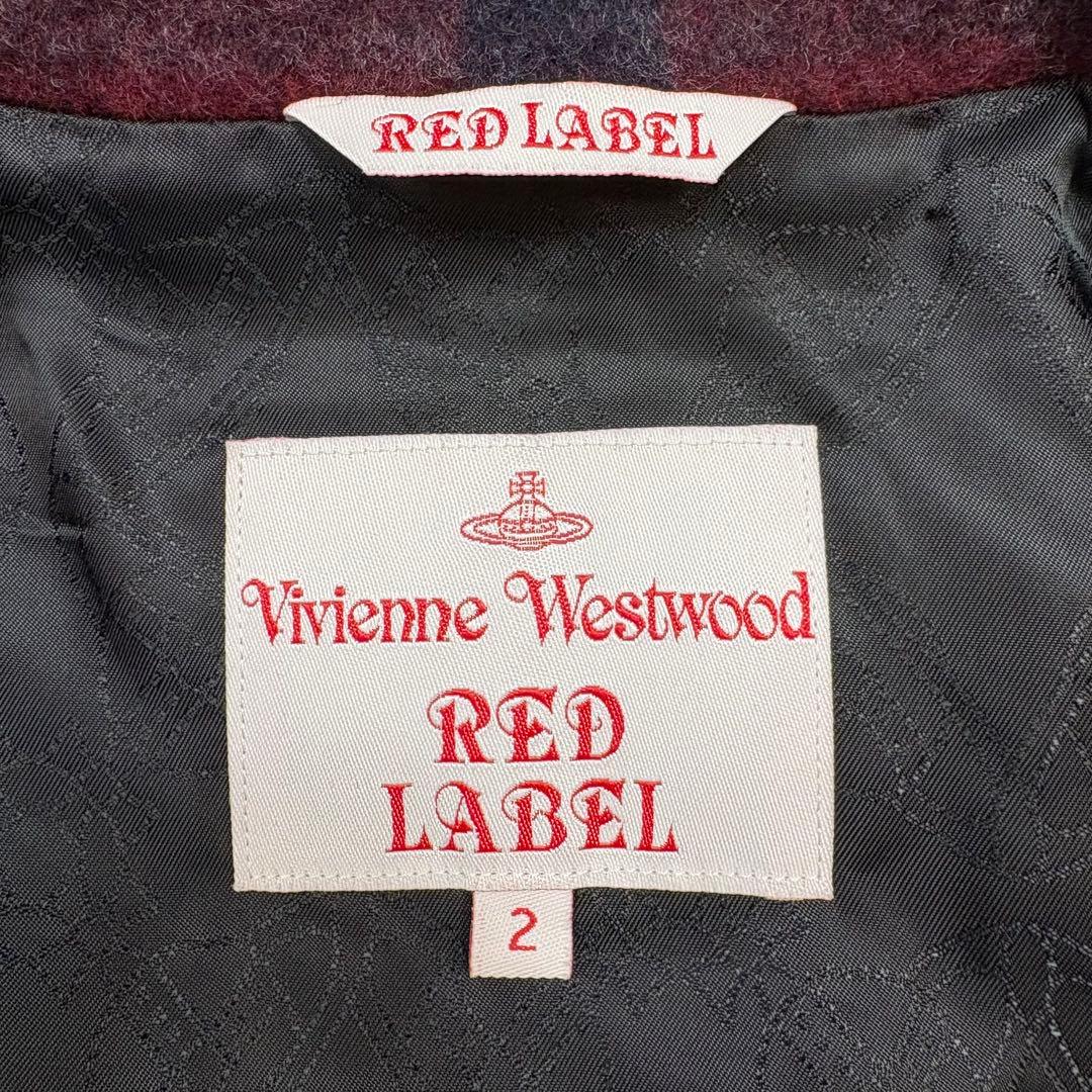 極美品 ヴィヴィアンウエストウッドレッドレーベル チェックウールコート ポンチョ