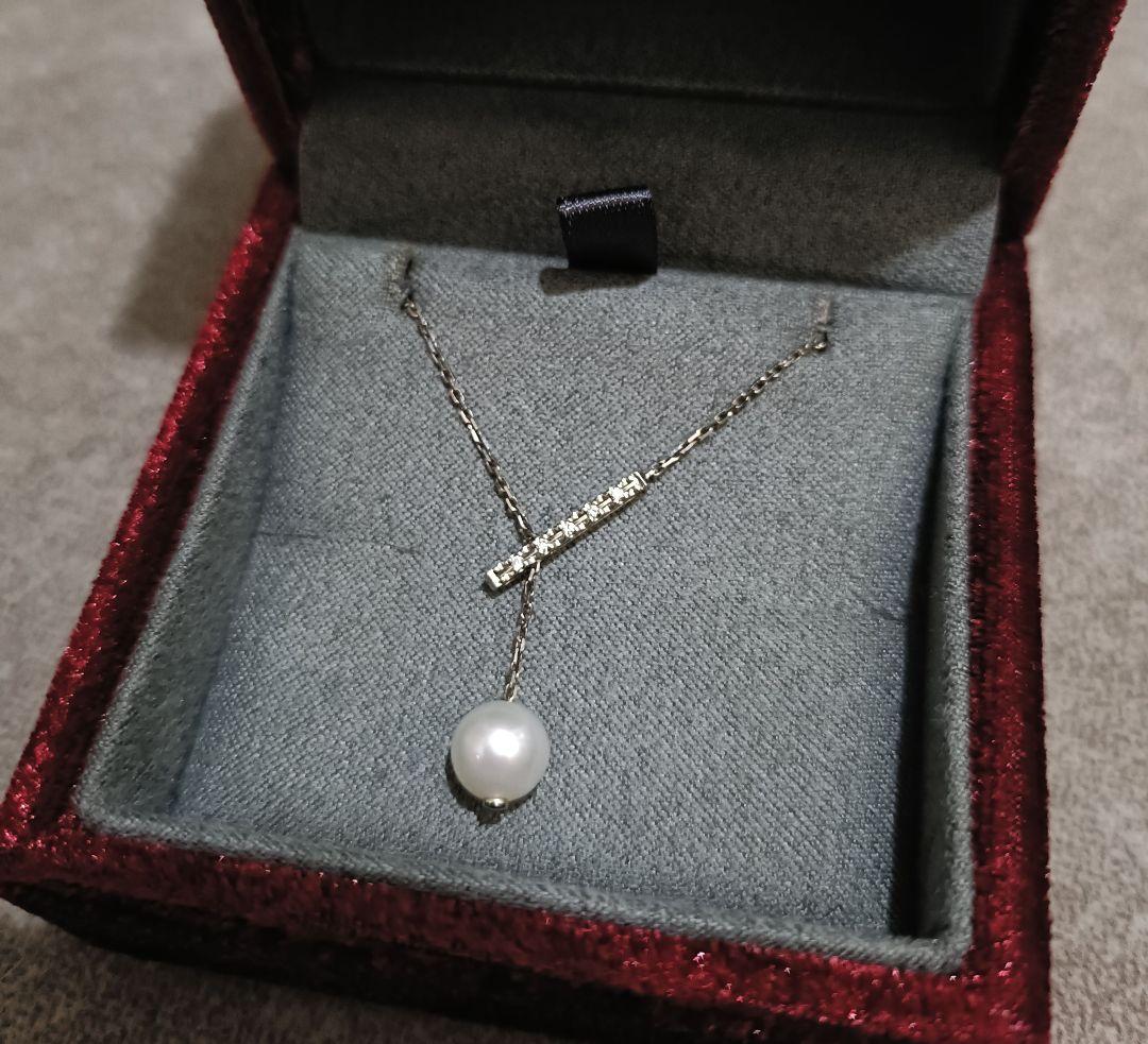 スタージュエリー ラリエットネックレス パール ダイヤ ロング バー Y字