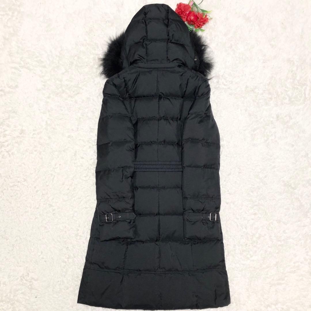 美品 BURBERRY ダウンコート ノバチェック柄 リアルファー ブラック