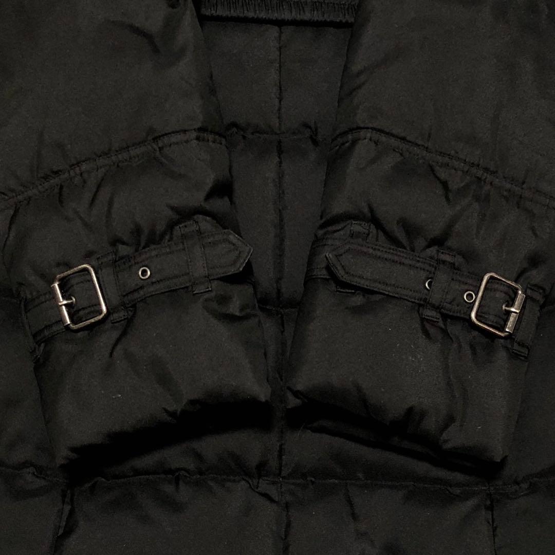 美品 BURBERRY ダウンコート ノバチェック柄 リアルファー ブラック