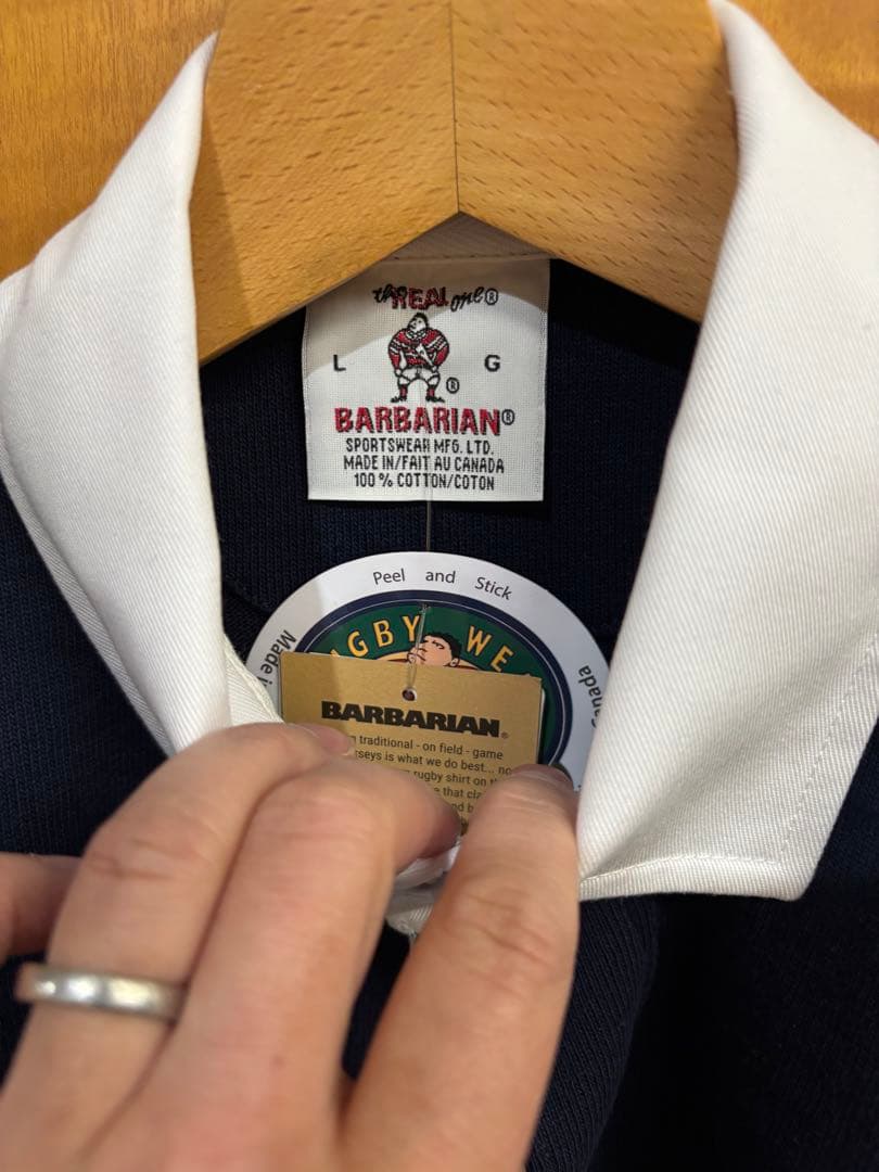 BARBARIAN ネイビー 長袖ポロシャツ