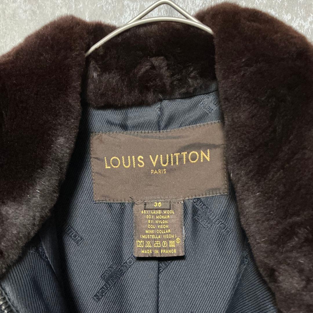 【極美品】ヴィトン　VUITTON　ミンクカラー　ロングコート　ダークネイビー