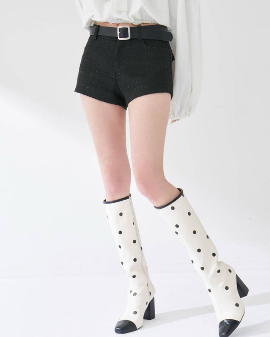 ダーリッチ ボンディングツイードショートパンツ ブラック S