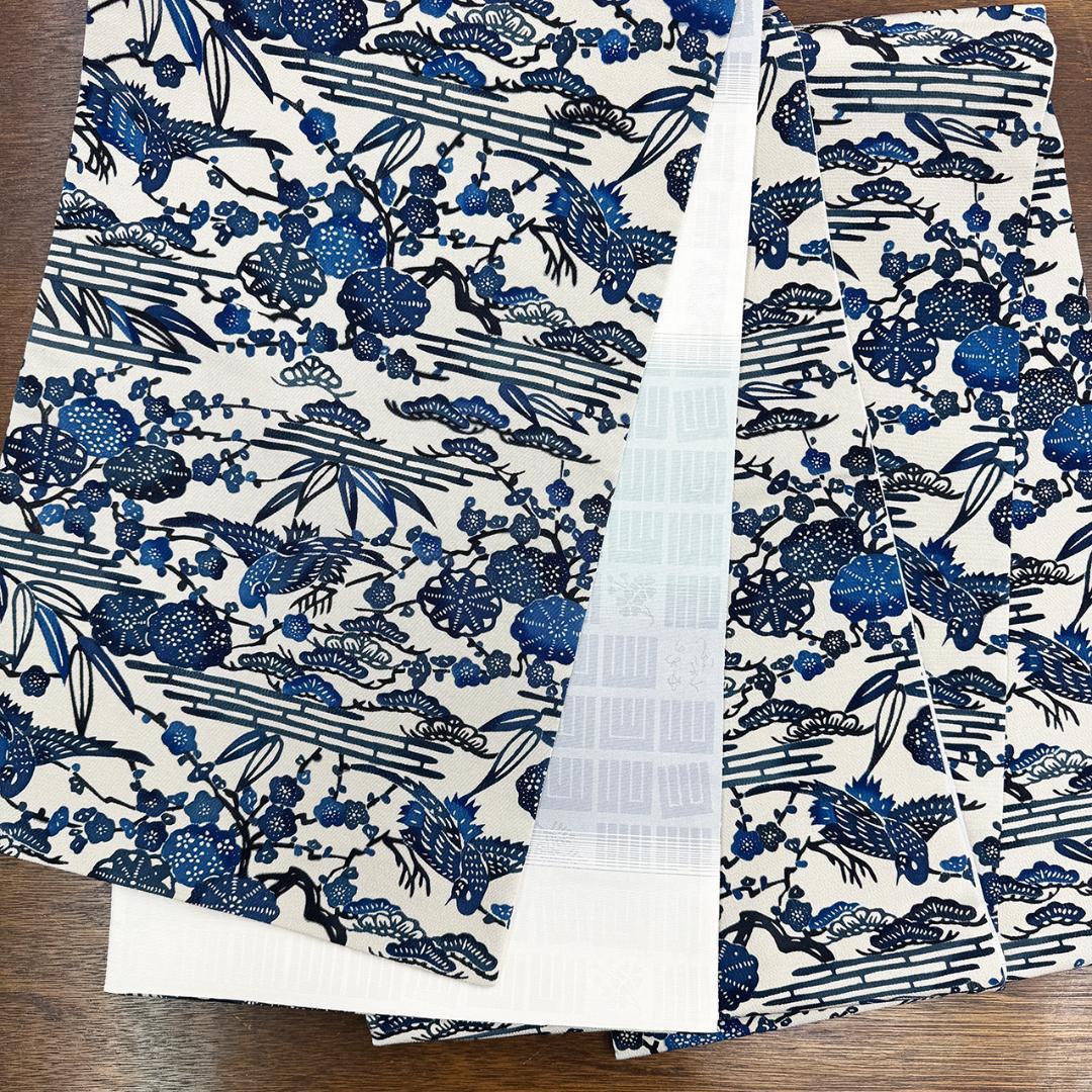 美品 長尺 ■ 本場琉球びんがた 藍型 えーがた 全通 袋帯 紅型