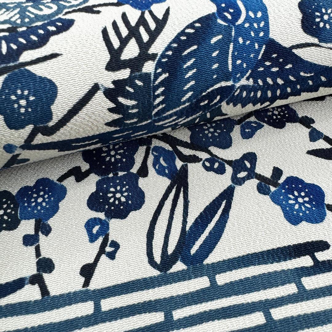 美品 長尺 ■ 本場琉球びんがた 藍型 えーがた 全通 袋帯 紅型