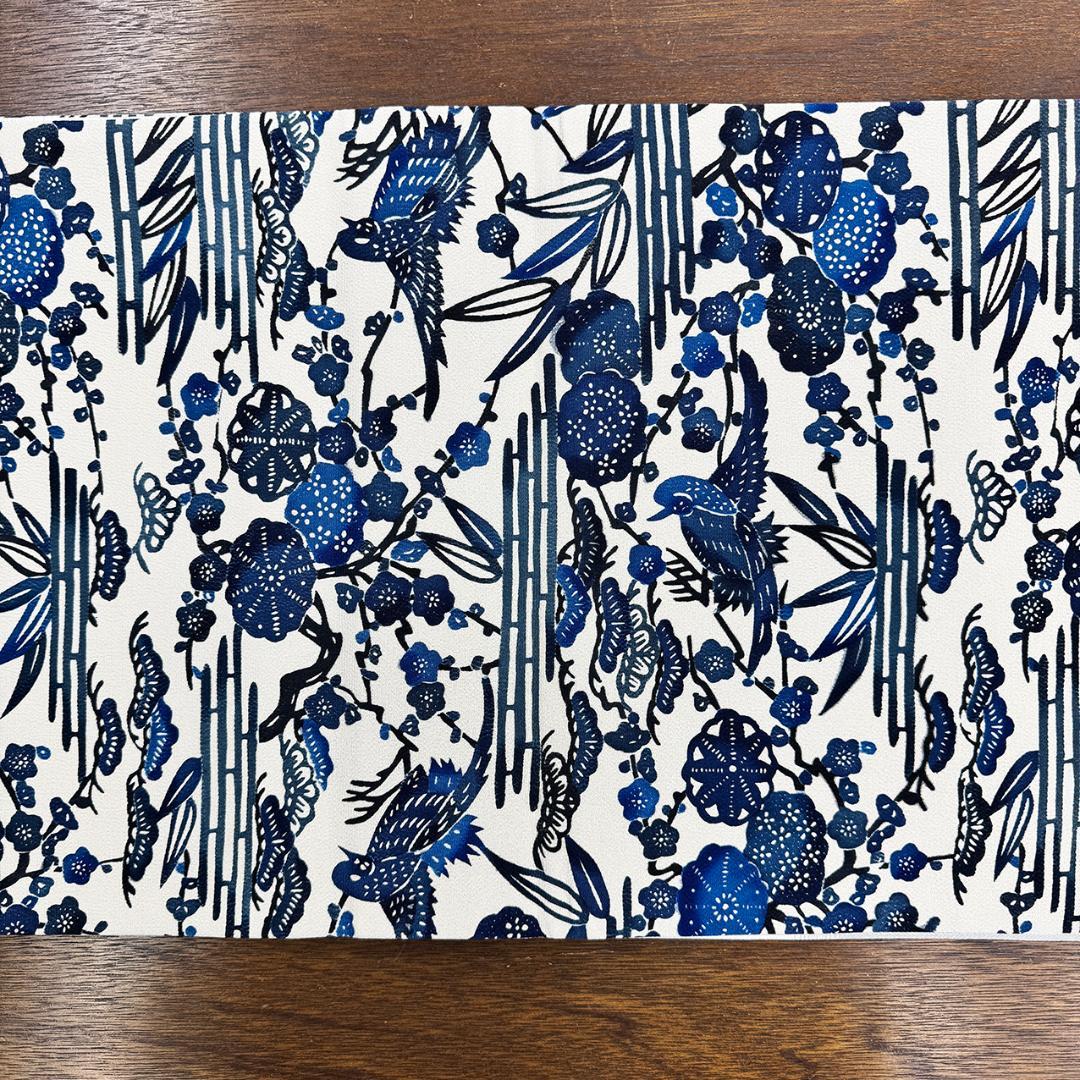 美品 長尺 ■ 本場琉球びんがた 藍型 えーがた 全通 袋帯 紅型