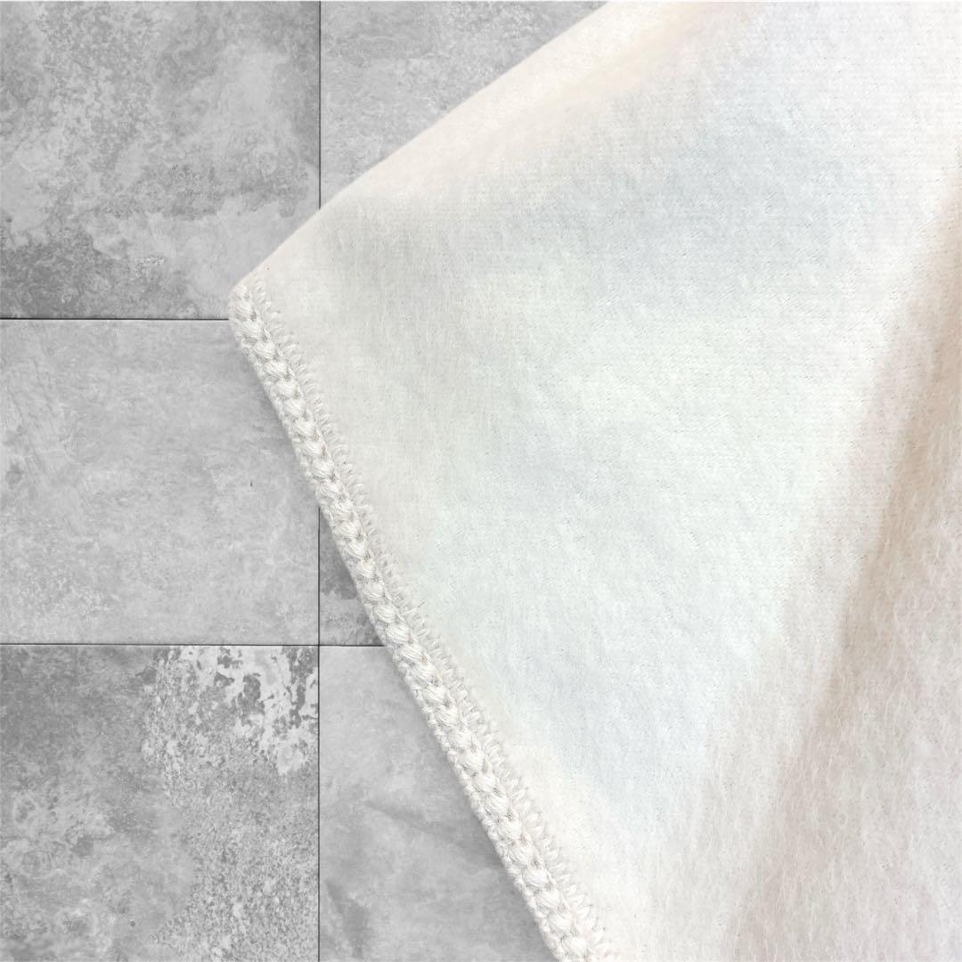 上質アルパカ100% 大判ポンチョ オフホワイト白 ペルー製 フリンジ