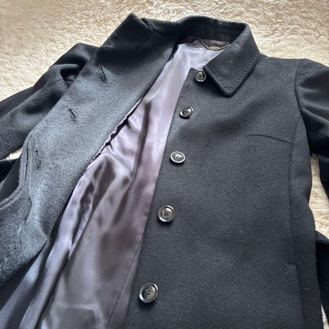 極美品⭐︎ef-de カシミヤ100%ロングベルテッドコート 黒 7号