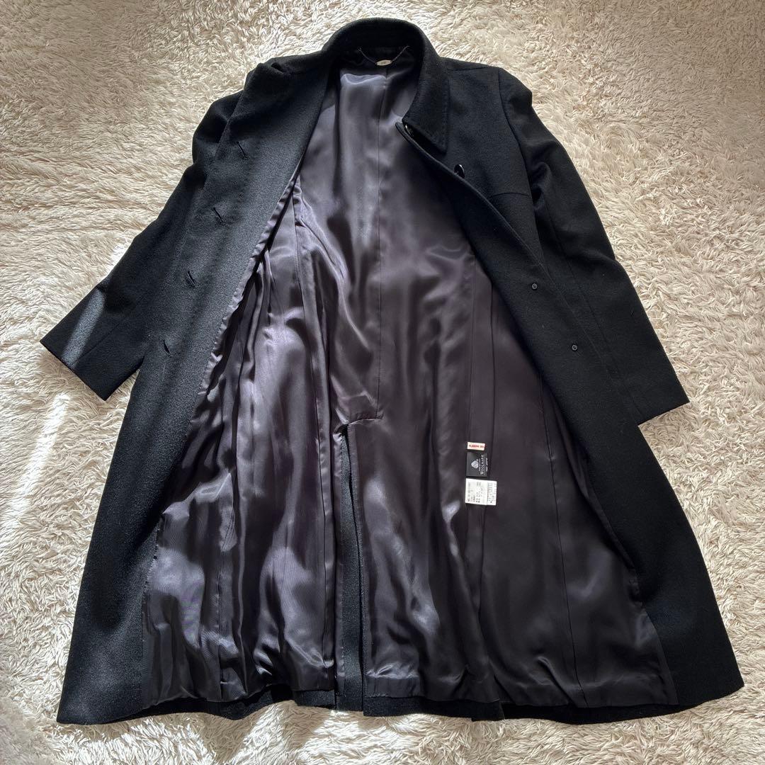 極美品⭐︎ef-de カシミヤ100%ロングベルテッドコート 黒 7号