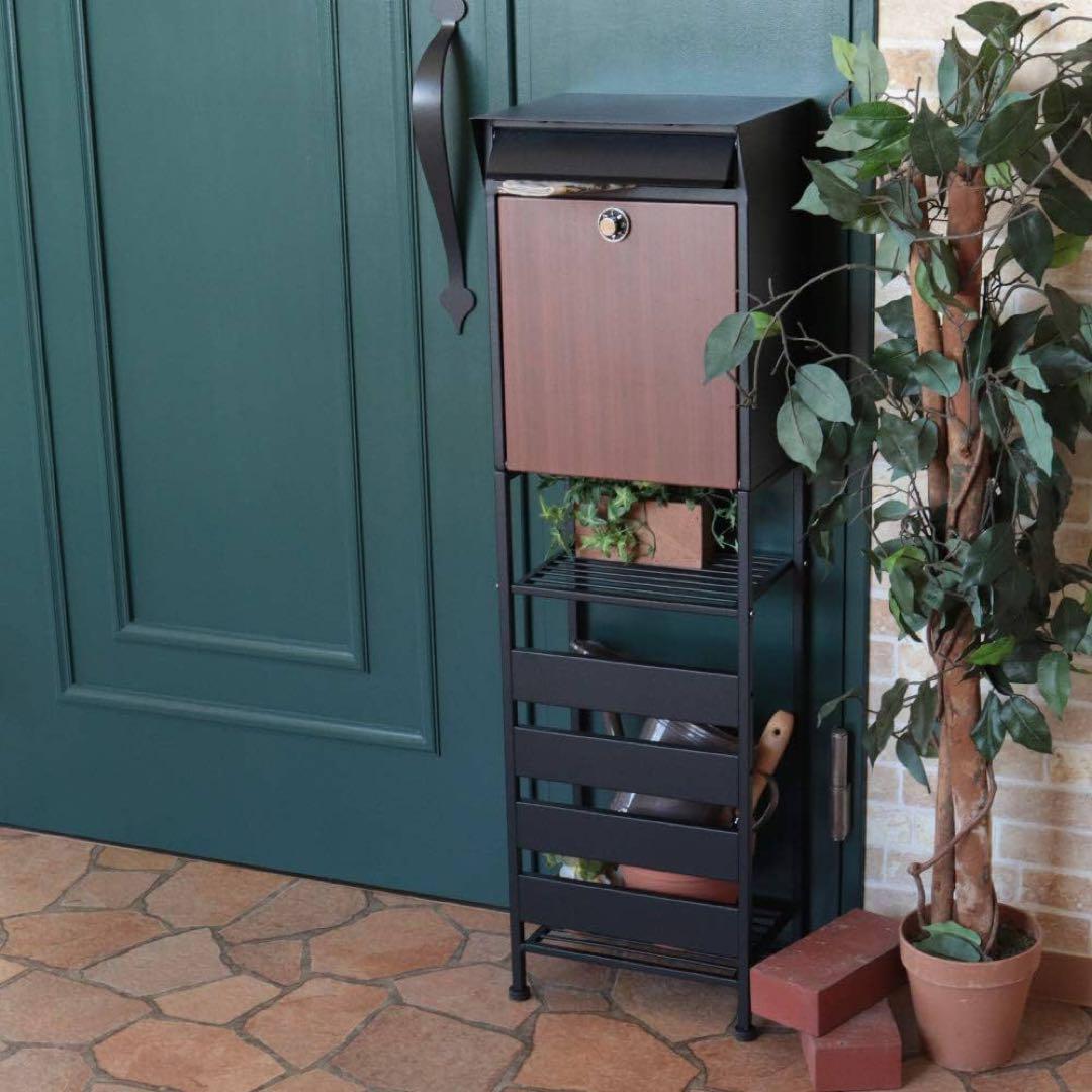 【新品】ポスト 置き型 スタンド モダン 郵便受け 郵便ポスト ダイヤル鍵付き