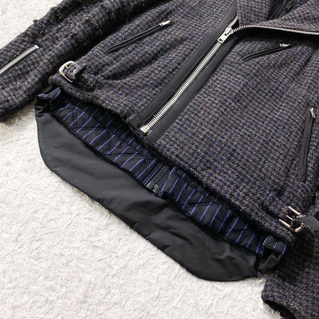 sacai サカイ ウール レイヤード ダブルライダースジャケット ライナー付属