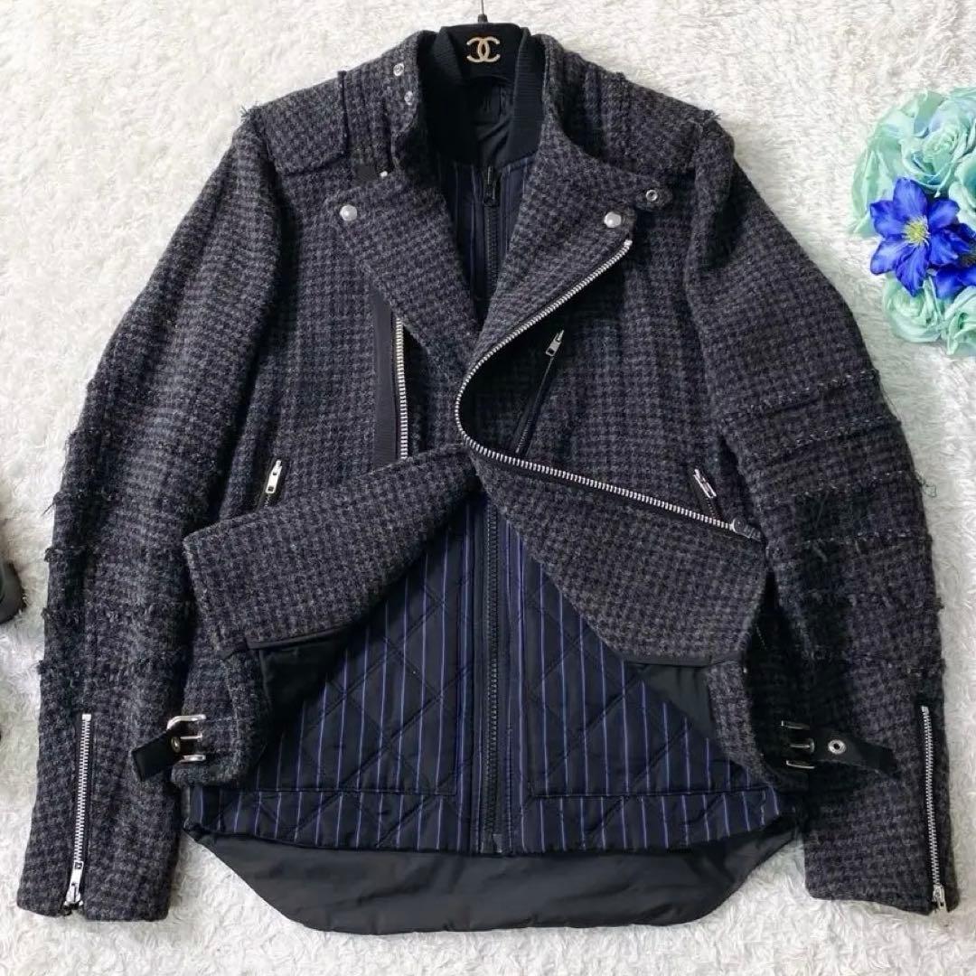 sacai サカイ ウール レイヤード ダブルライダースジャケット ライナー付属