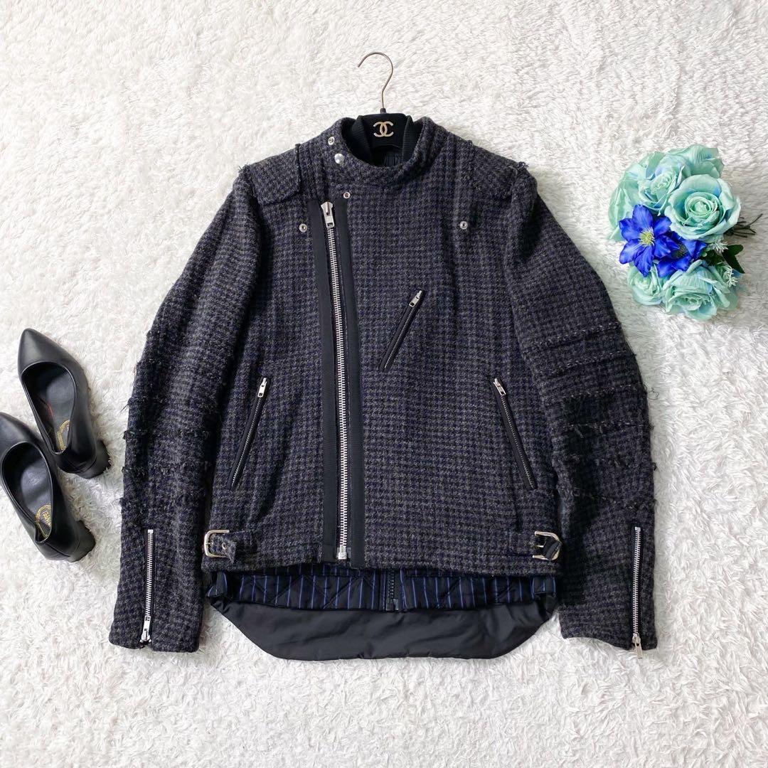 sacai サカイ ウール レイヤード ダブルライダースジャケット ライナー付属