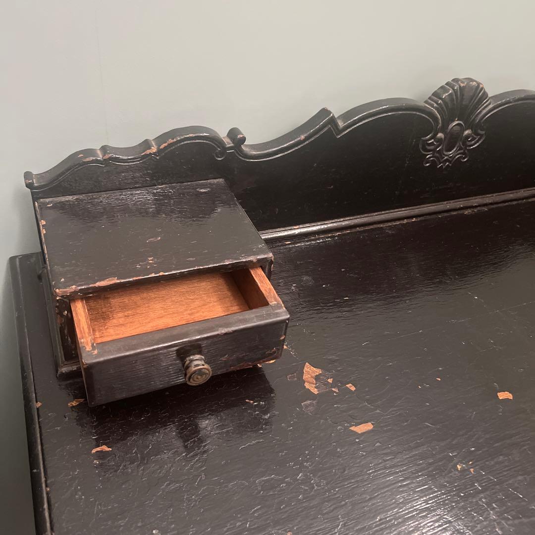 貴重　大正時代のアンティーク机黒文机 引き出し3つ付き
