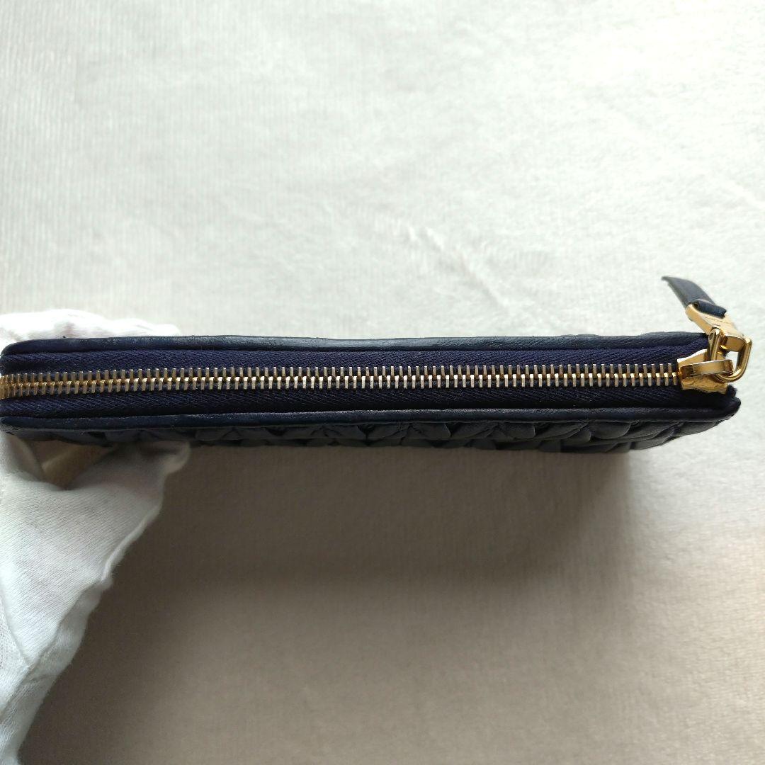 MIUMIU 長財布 マテラッセ ゴールドロゴ ネイビー L字ファスナー