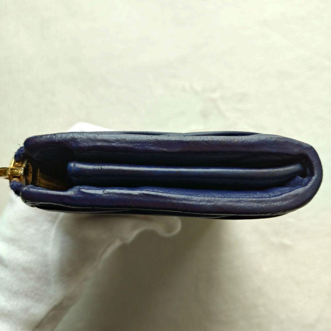 MIUMIU 長財布 マテラッセ ゴールドロゴ ネイビー L字ファスナー