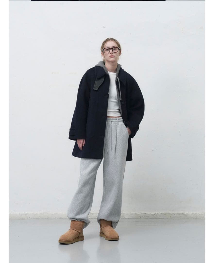 GENERAL IDEA ウールバルマカンハーフコート ネイビー