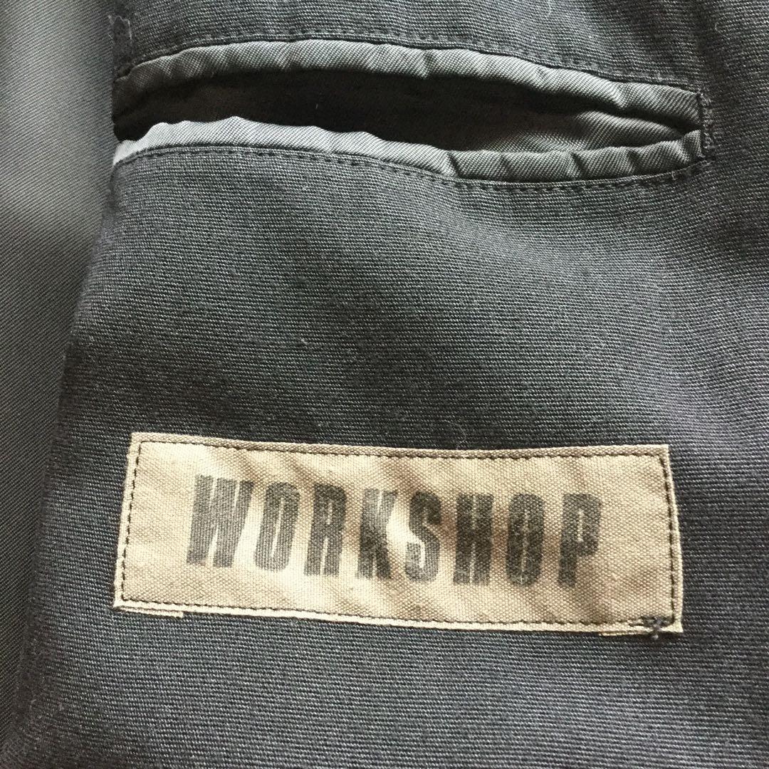 ワイズ　WORK SHOP ブラック　Aラインコート　リブ襟袖