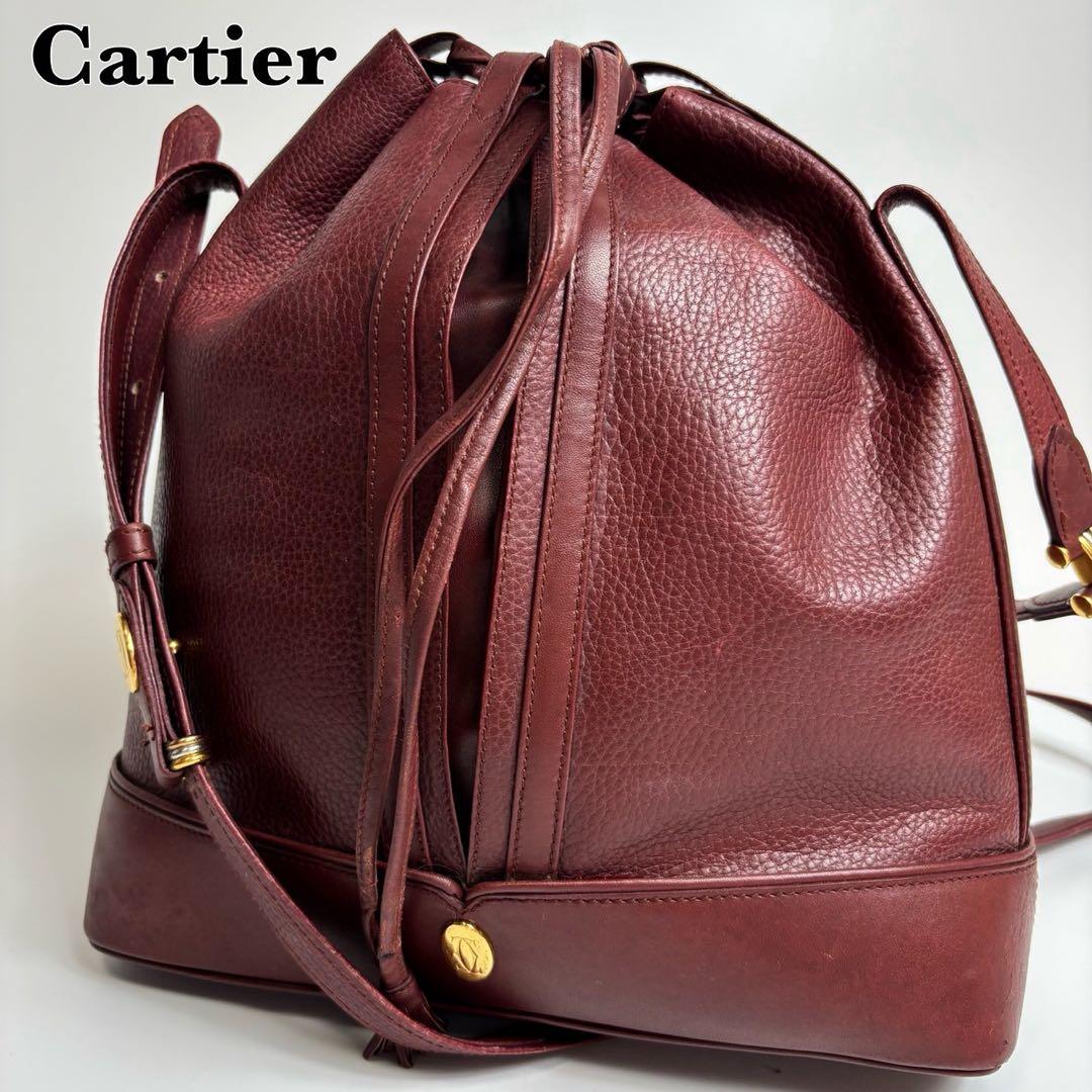 希少✨Cartier カルティエ 巾着 ショルダーバッグ マストライン 斜め掛け