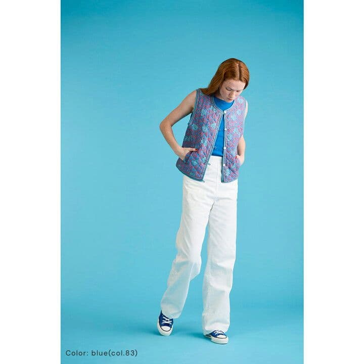 Shinzone コットン フラワープリント キルティング ホーリー ベスト