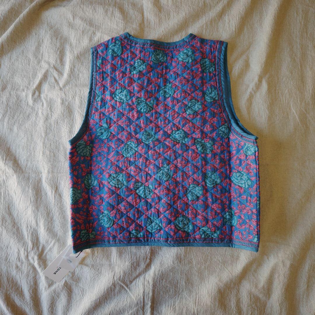 Shinzone コットン フラワープリント キルティング ホーリー ベスト