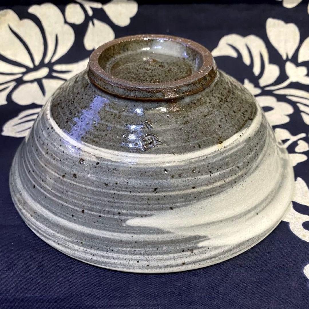 唐津焼作家　中里太亀　三島茶碗・鉢　刷け目　在銘有り・箱無し　二客組　茶道具②