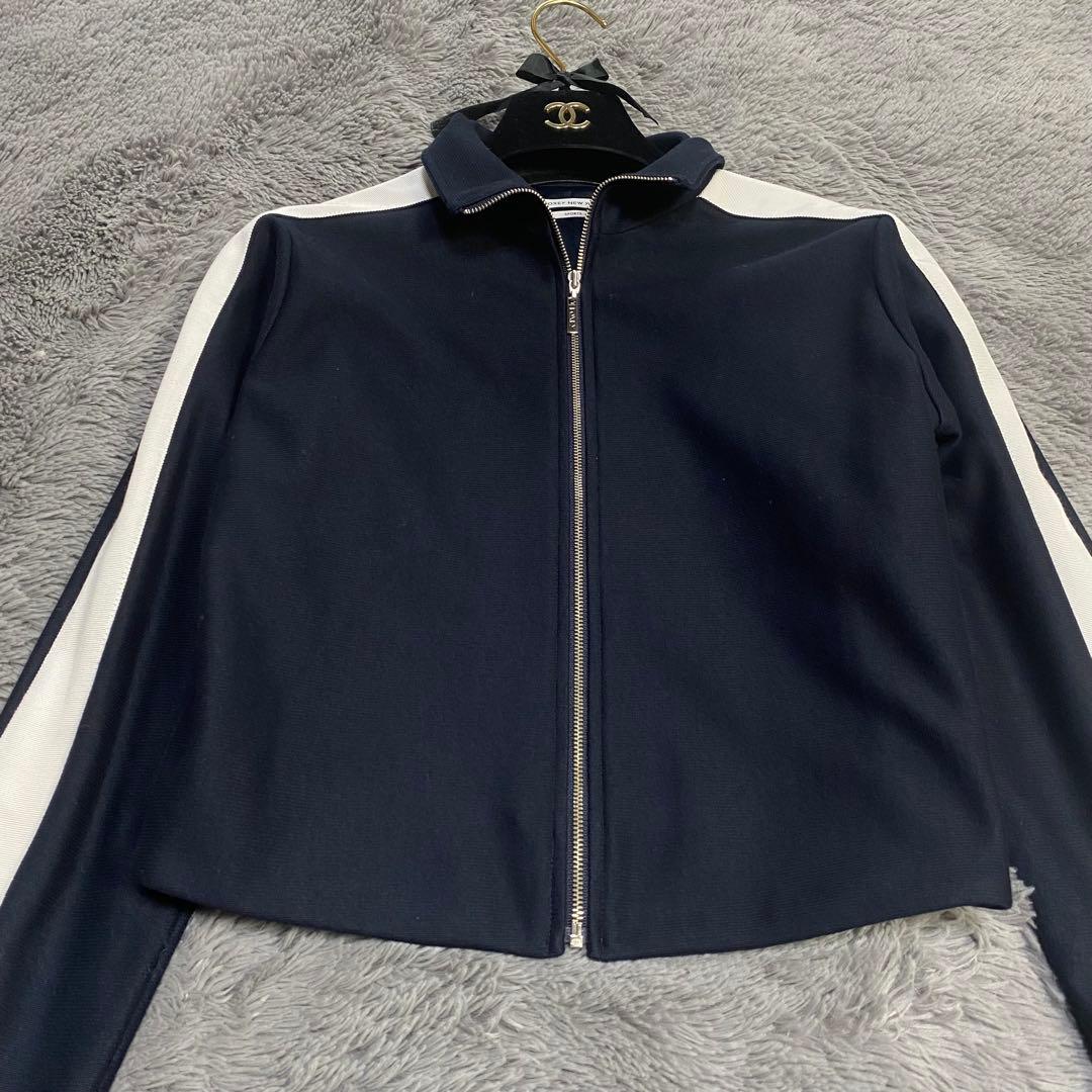 フォクシー 首元ロゴ ブルゾン クロップドトラックジャケット ネイビー38